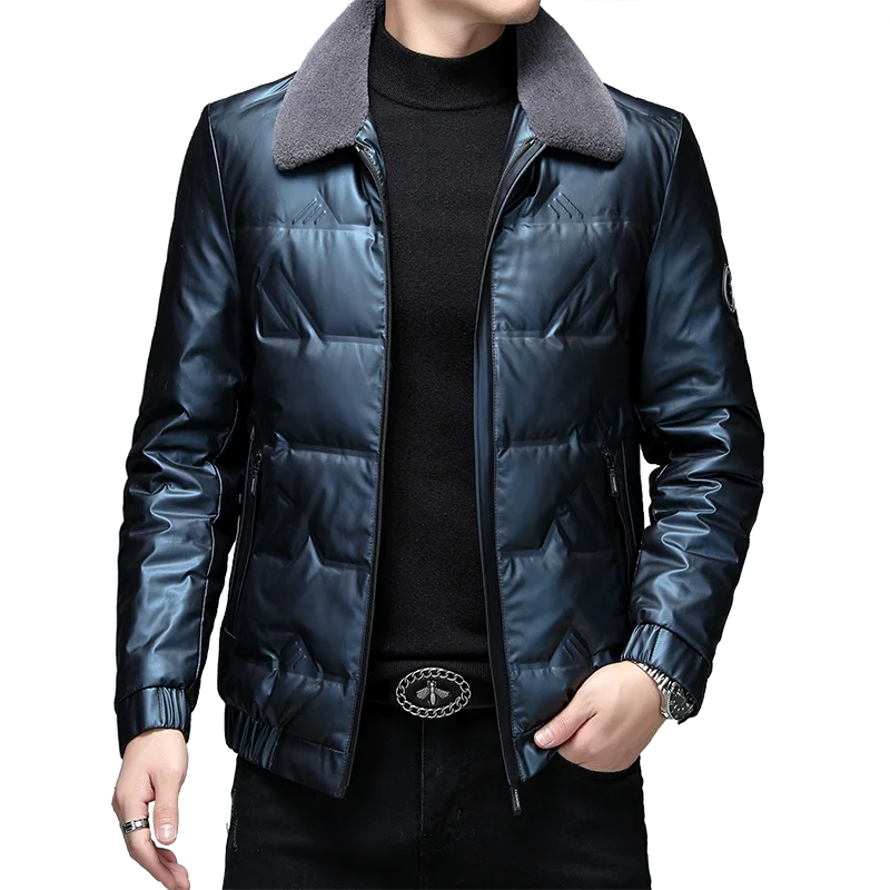 

New Mens Autumn Winter Warm Fur Collar White Duck Down Jackets Casual Solid Color Puffer Coats Outwear Thick Top Parkas Clothing