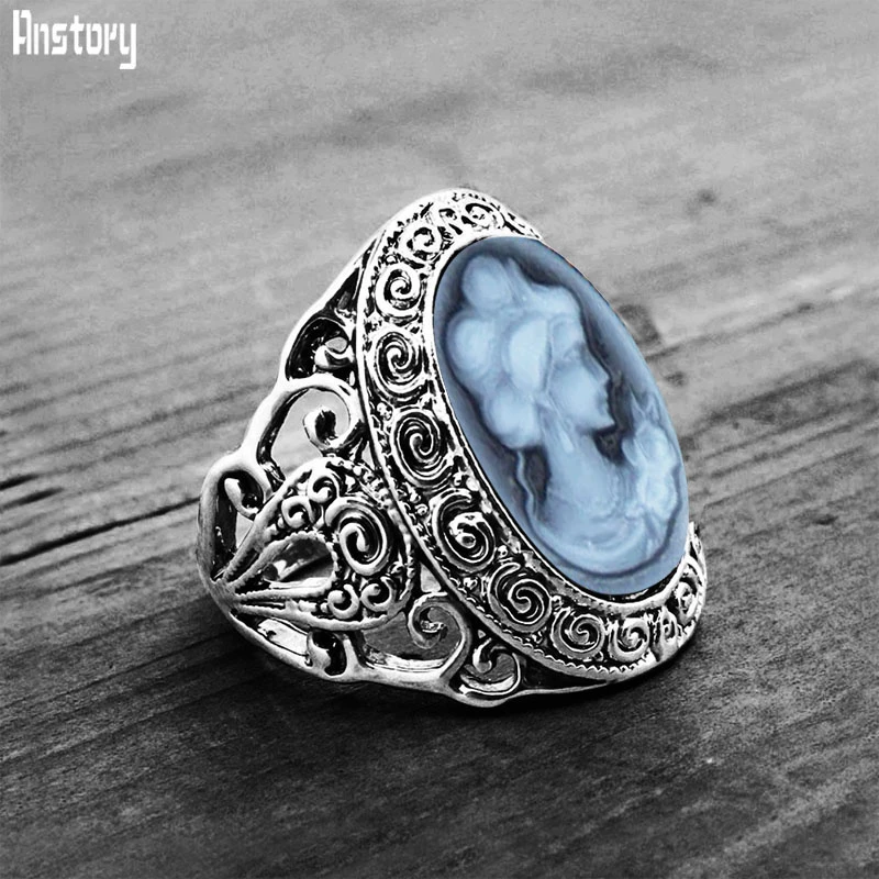 Anillos de camafeo ovalados Vintage para de Chapado en antigua, flor, planta, moda|Anillos| - AliExpress