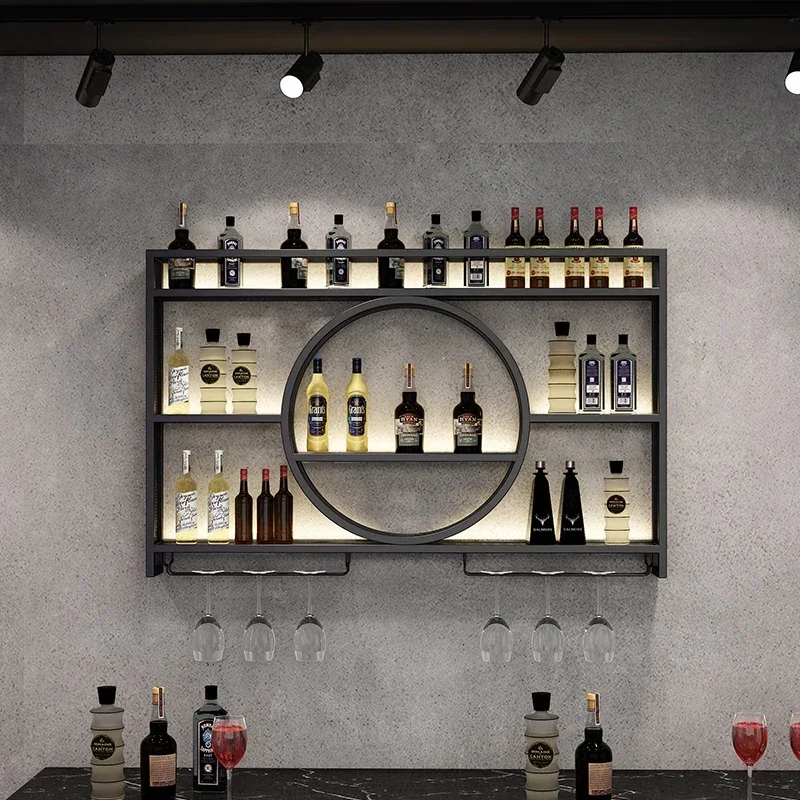 Luxury Wine Cabinet Wall Mounted Display Cabinet for Living Room Bar Furniture Gold Wine Showcase Bottle Rack Storage