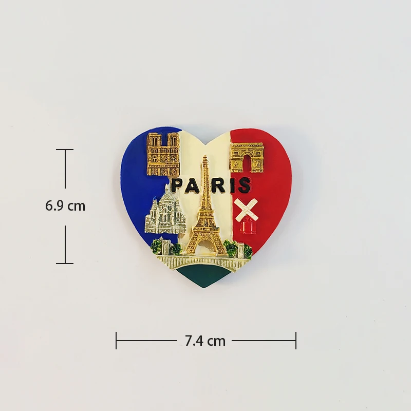 Paris Landmark 3D Fridge Magnet Set - Eiffel Tower, Triumphal Arch & Sacred Heart Cathedral Souvenir