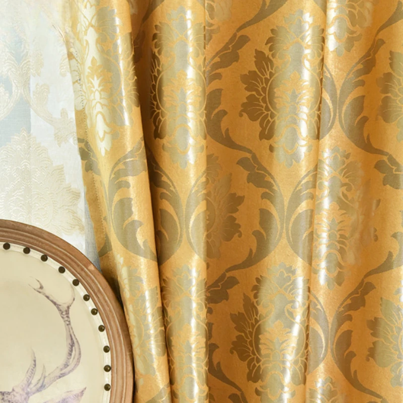 

European-style Cationic Jacquard Blackout Curtain Fabric Hotel Hotel Office Curtains Blackout Window Curtain