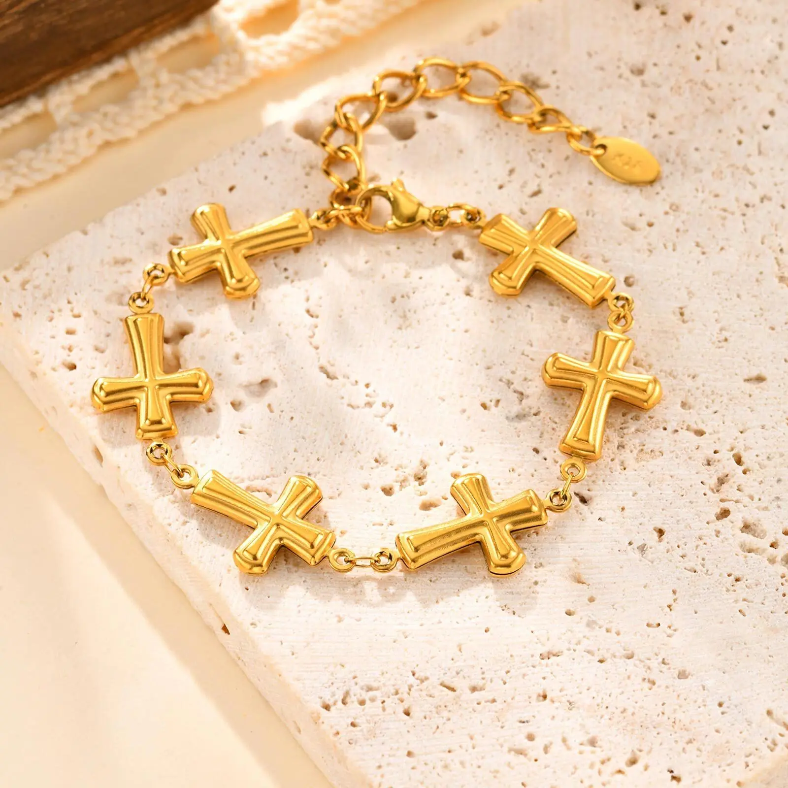 Jewelry Bracelets Gold Cross Bracelet Womens 14K Solid Gold Cross Bracelets  For Women MIONZA – Mionza Jewelry