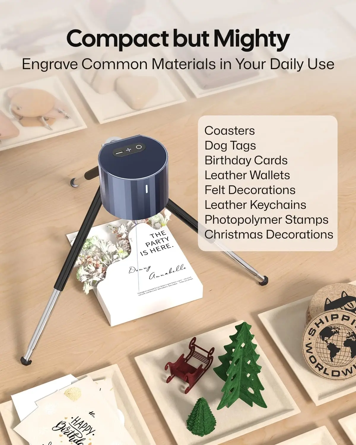 Portable Mini Laser Engraver LP1 Pro for Beginners - Ideal for Engraving Wood, Leather, and Felt