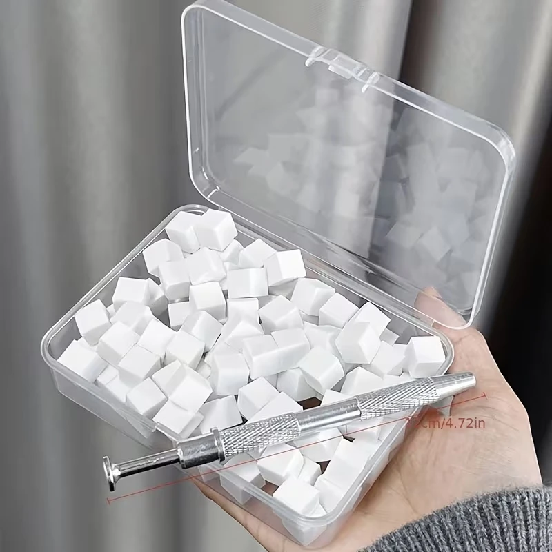 CALIYI 100/200개 미니 사각 메이크업 스펀지 (스크래핑 도구 포함) 컨실러, 리퀴드 파운데이션, 파우더용, 습식 및 건식 메이크업 퍼프