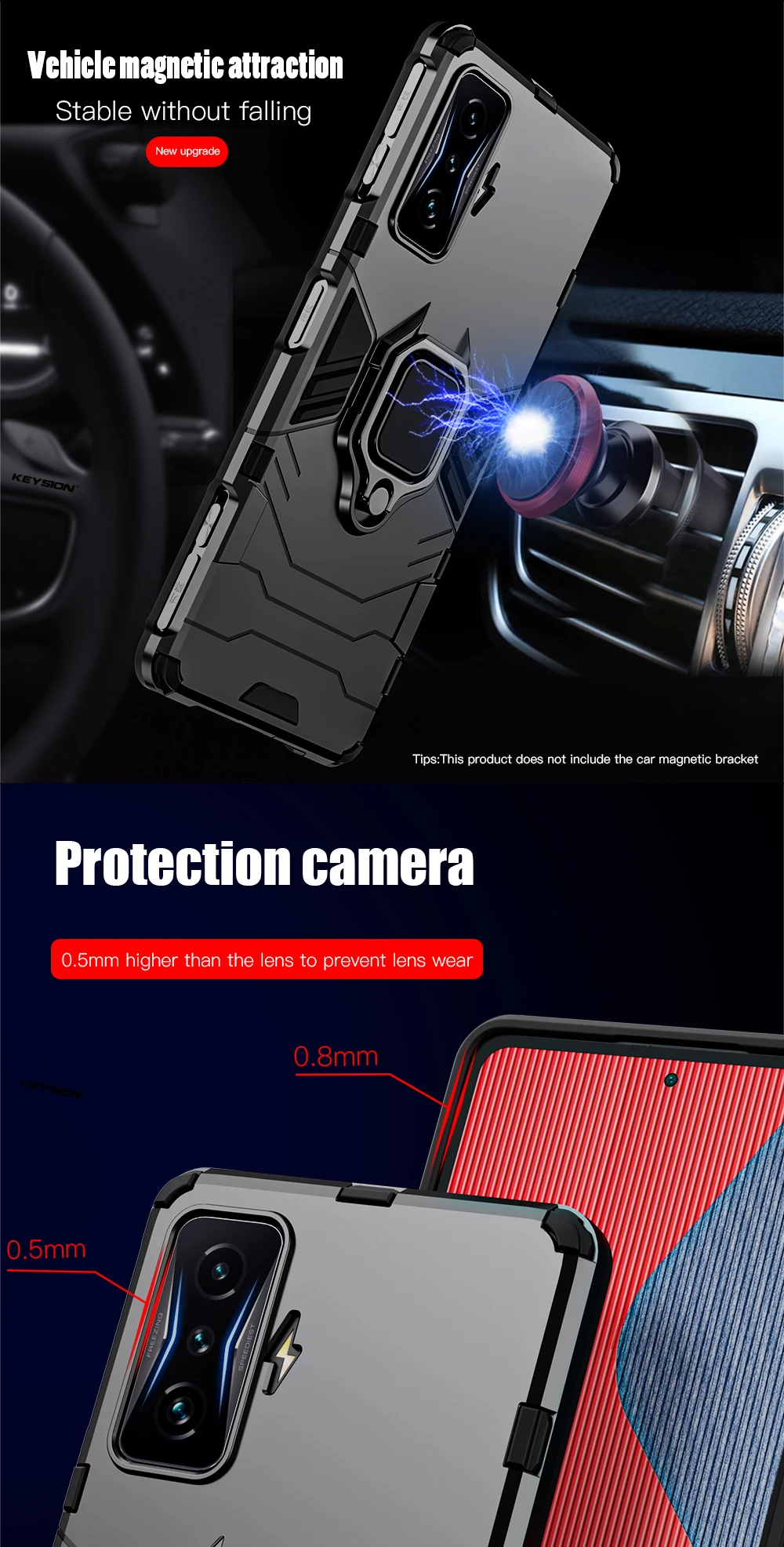 KEYSION Stoßfestes Rüstungsgehäuse für Xiaomi POCO F4 GT F4 5G F3 GT Ringständer-Telefonrückseite für Redmi K50 Gaming K50 Pro_voghion.com