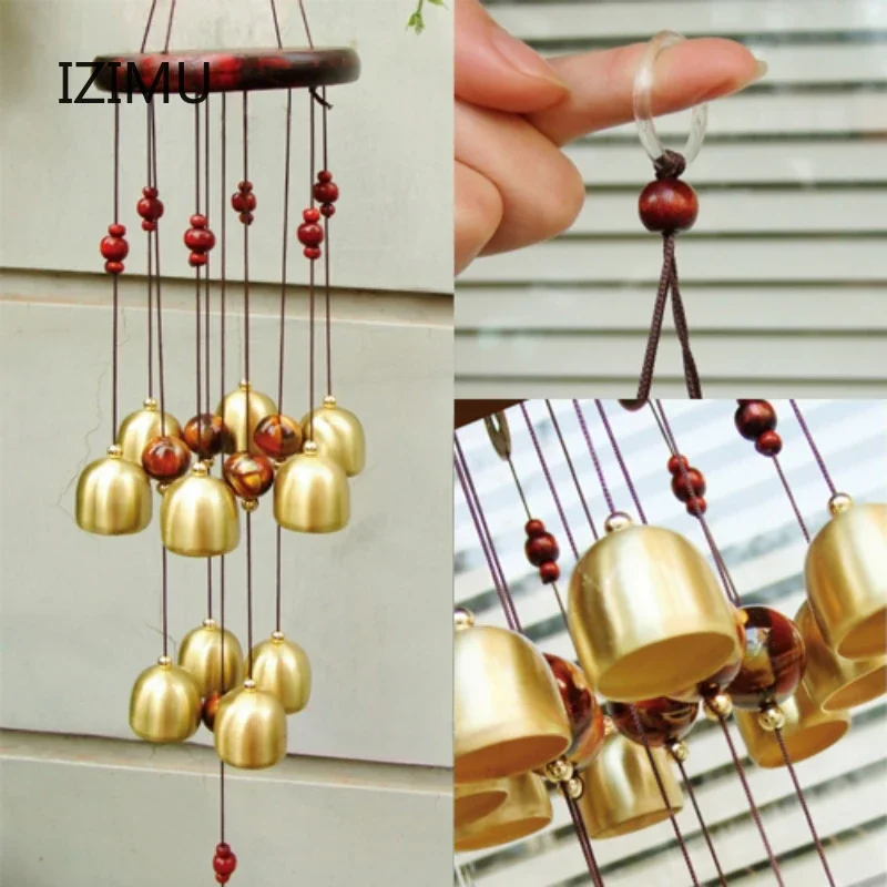 

Медные ветряные колокольчики, подвесное украшение для двери, украшение для сада, фэн-шуй, медные ветряные колокольчики, металлические трубные украшения, ветряные колокольчики