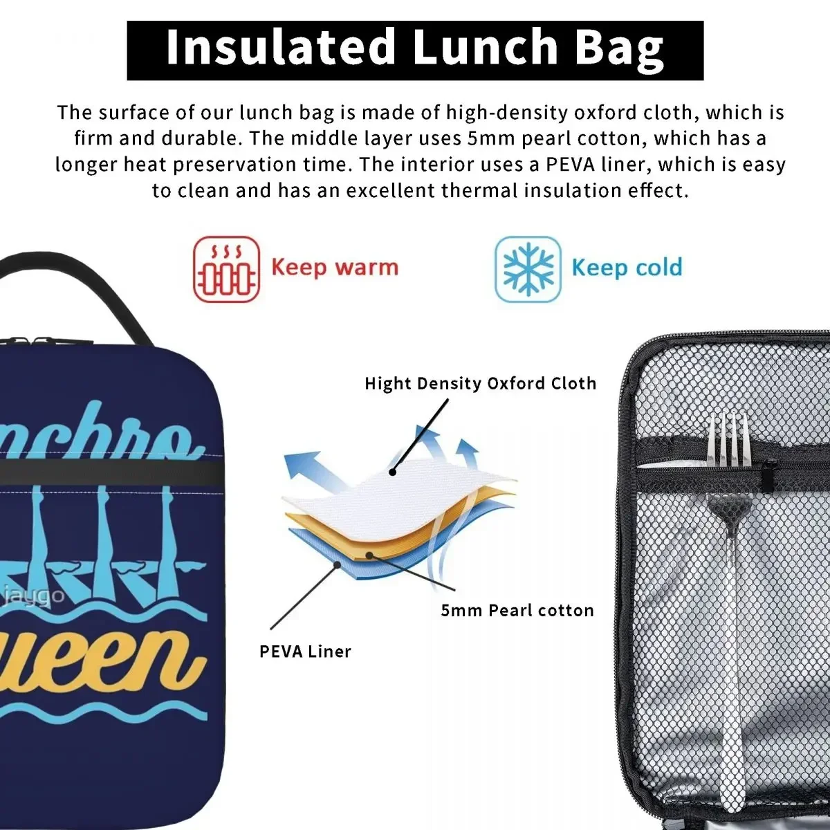 Synchro Queen Synchronized Swimming Insulated Lunch Bag Modern Portable Gift Multi-Style