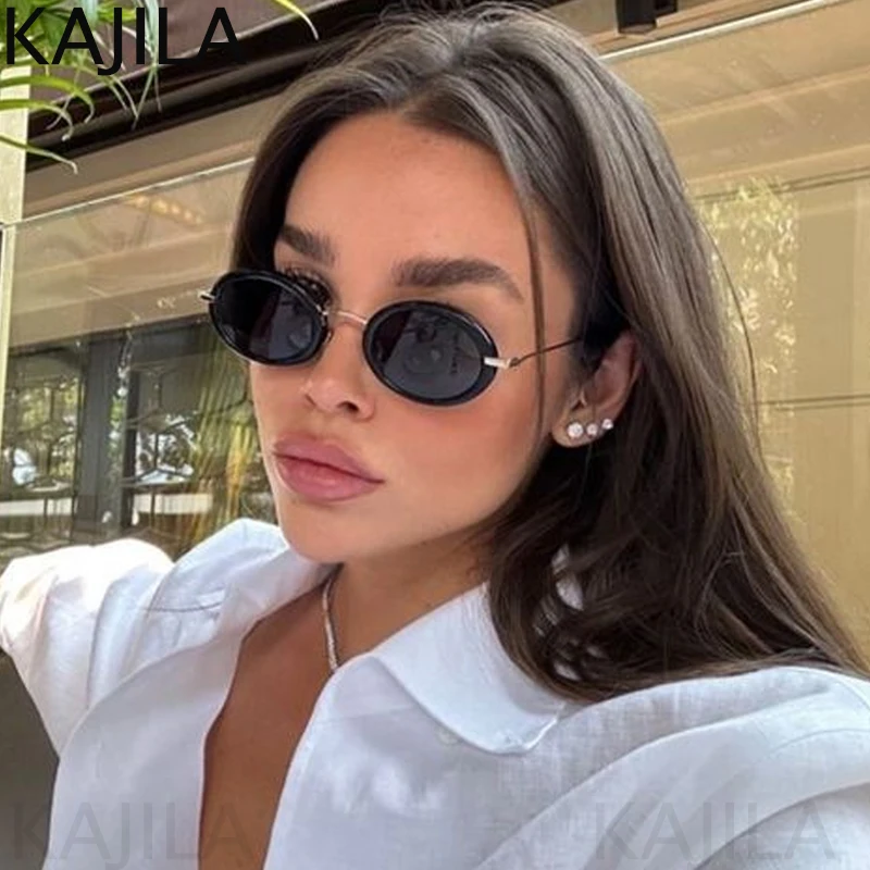 KUGUAOK Oval Sunglasses for Women Trendy Y2K Style Design Sun Glasses UV Protection 90s Small Vintage Shades