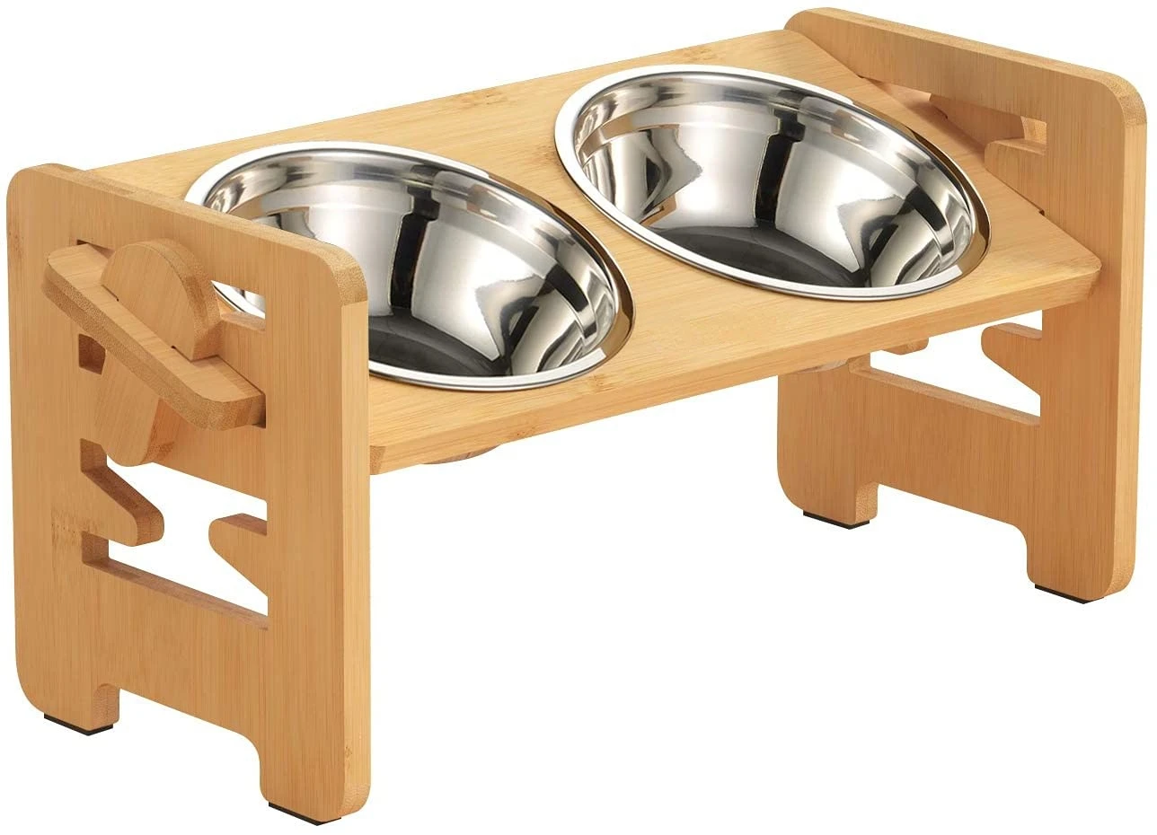 Elevated Dog Bowls for Small Dogs, Elevated Cat Bowls for Indoor Cats, Adjustable Raised Dog Bowl Stand, Raised Cat Food Bowls with 2 Stainless Steel