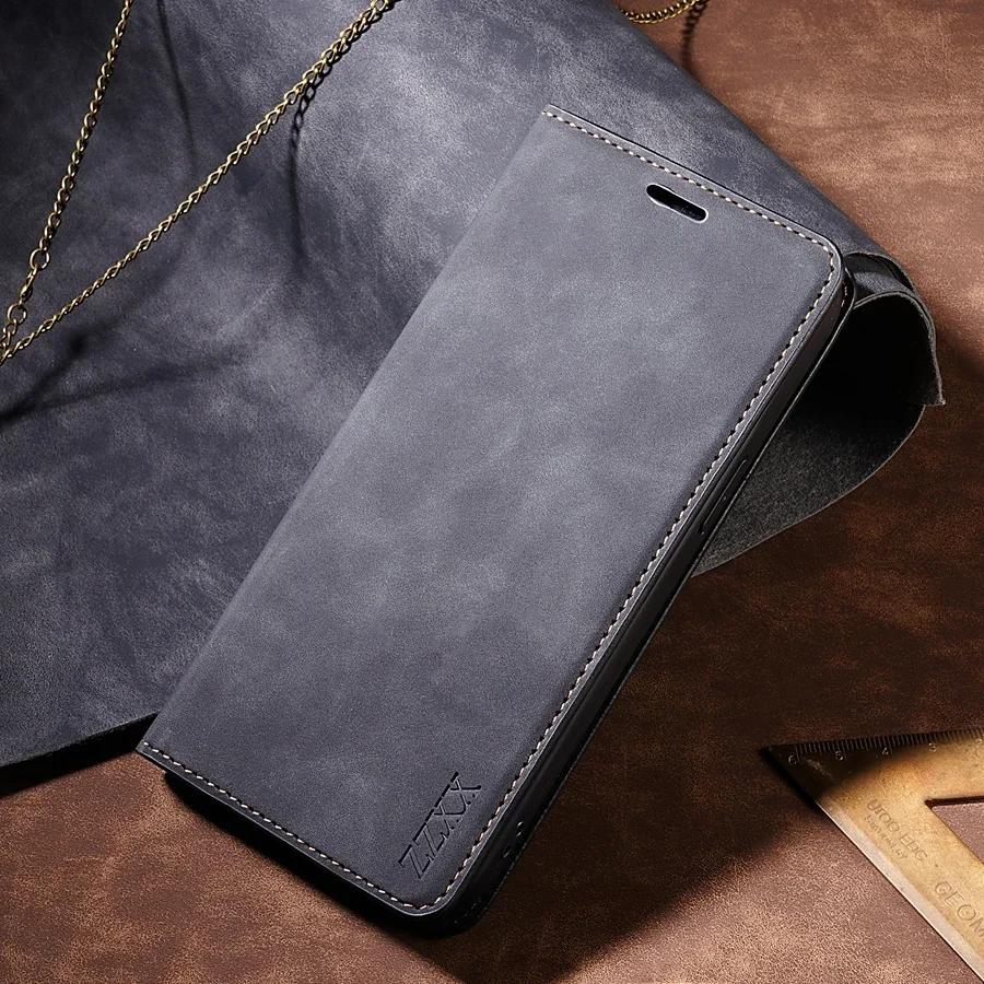 Luxury Magnetic Flip Wallet Case with Card Slot - Leather Design