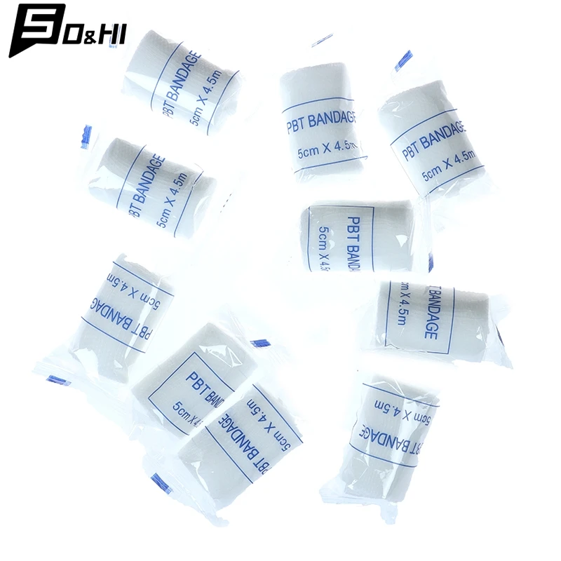 Pansement élastique en PBT, kit de premiers soins, gaze, rouleau, plaie, soins d'urgence, 5cm x 4.5m, 10 rouleNu /lot