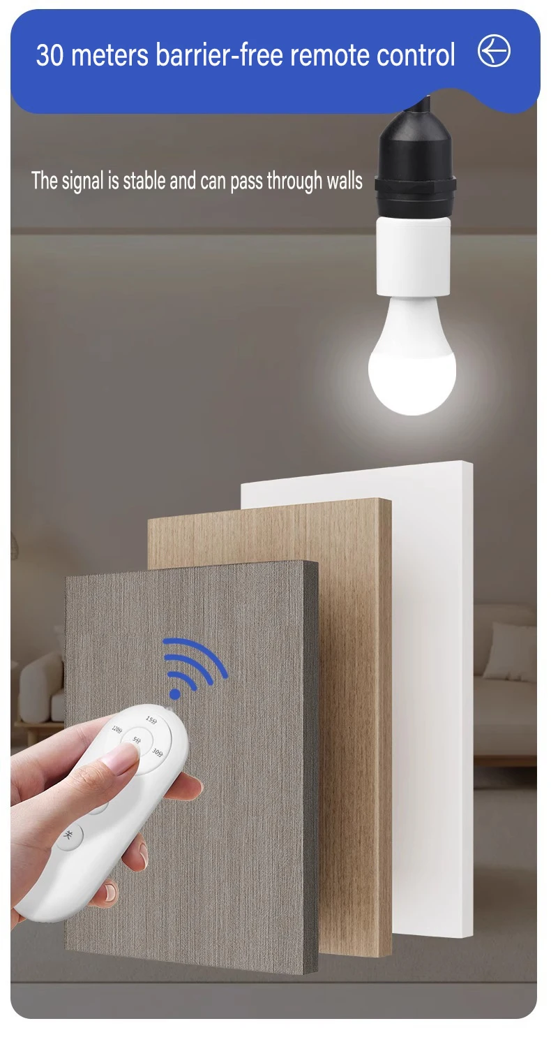 E27 Led Lamp Base with Wireless Remote Control Smart Timer S0090aa5e50164bc7b863dfad7b8107ad0