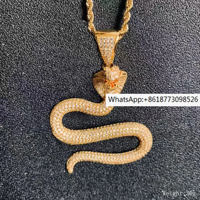 micro-set-zircon-hip-hop-personalized-double-sided-full-diamond-cobra-pendant-solid-s-shaped-men's-necklace