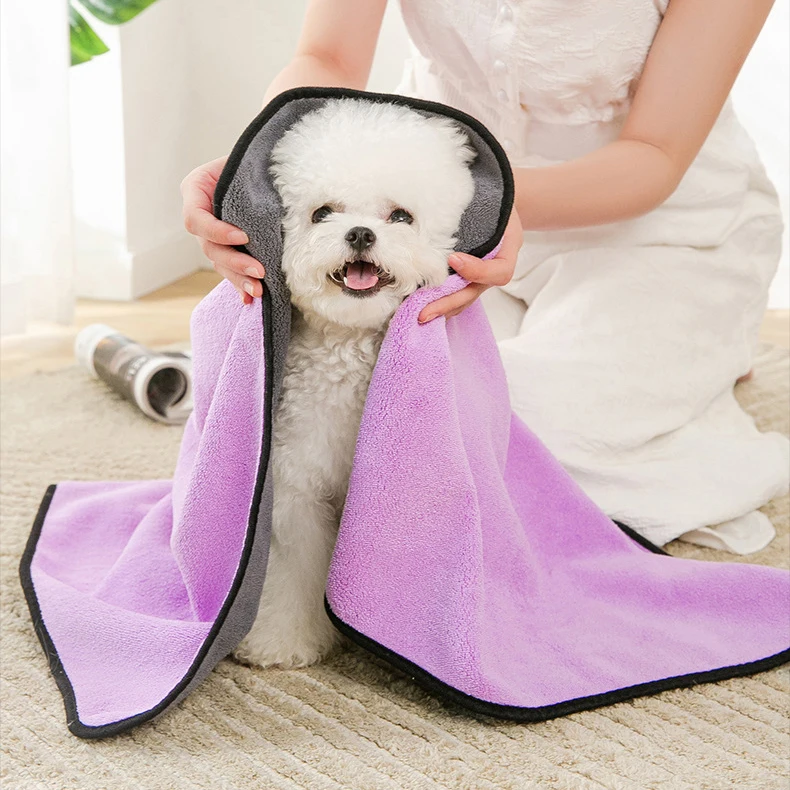 

Pet absorbent towel thickened quick drying non-stick fur Teddy puppy dog bath towel Cat golden hair large bath supplies