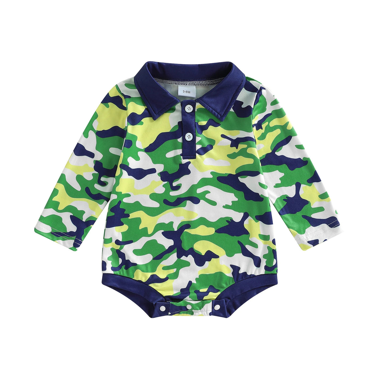 Cute Baby Boys Rompers with Stylish Long Sleeve Design Turn Down Collar and Camouflage Pattern for Maximum Comfort and Style
