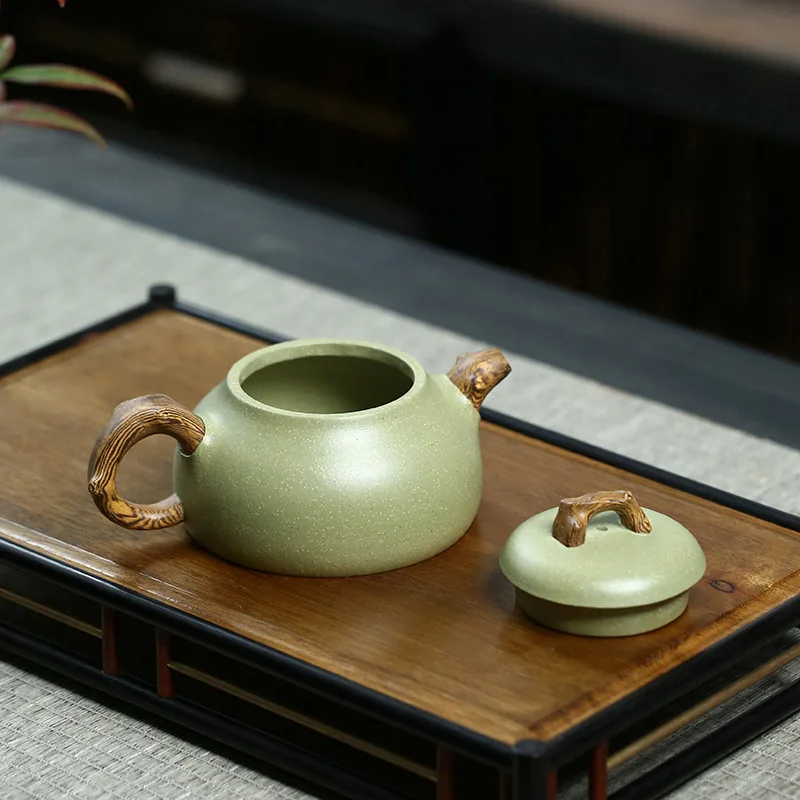 Creative Chinese Style Teapot, Raw Ore Green Sand Mud, Kung Fu Household, Pure Handmade, 300cc, Purple Clay Tea Pots, 1Pc