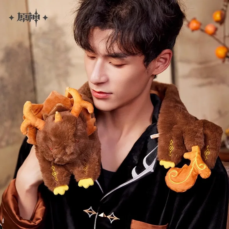 [Genuine] Game Genshin Impact ZhongLi Theme Cosplay Cartoon 81CM Plush Doll Scarf Anime 3D Costume Accessories Halloween Gift