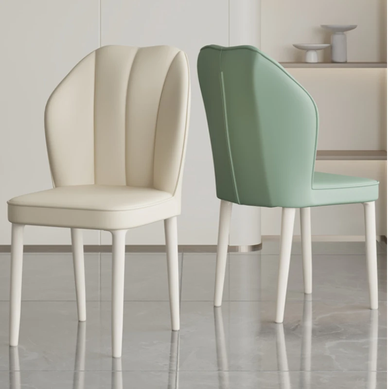 INS Cream dining chair Modern Restaurant Soft bag Design Leather chair Coffee leisure hotel makeup backrest stool Home furniture
