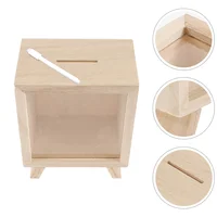 Wooden Piggy Bank Unopenable Savings Jar Kids Money Holder Storage Tip Box Donation Container Family Decor Item 2