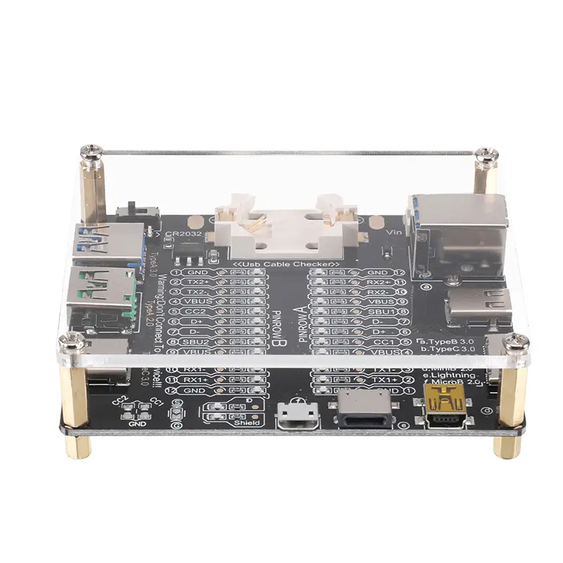 USB Cable Tester Board Data Wire Checker with Acrylic Case LED Indicator for Charging TYPE-C Micro Type A Type B Data Cable Test image 2