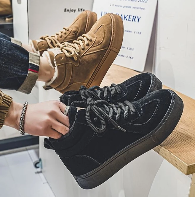 Herren Winter Vintage High-top Stiefel Mit Warmem Fleecefutter_voghion.com