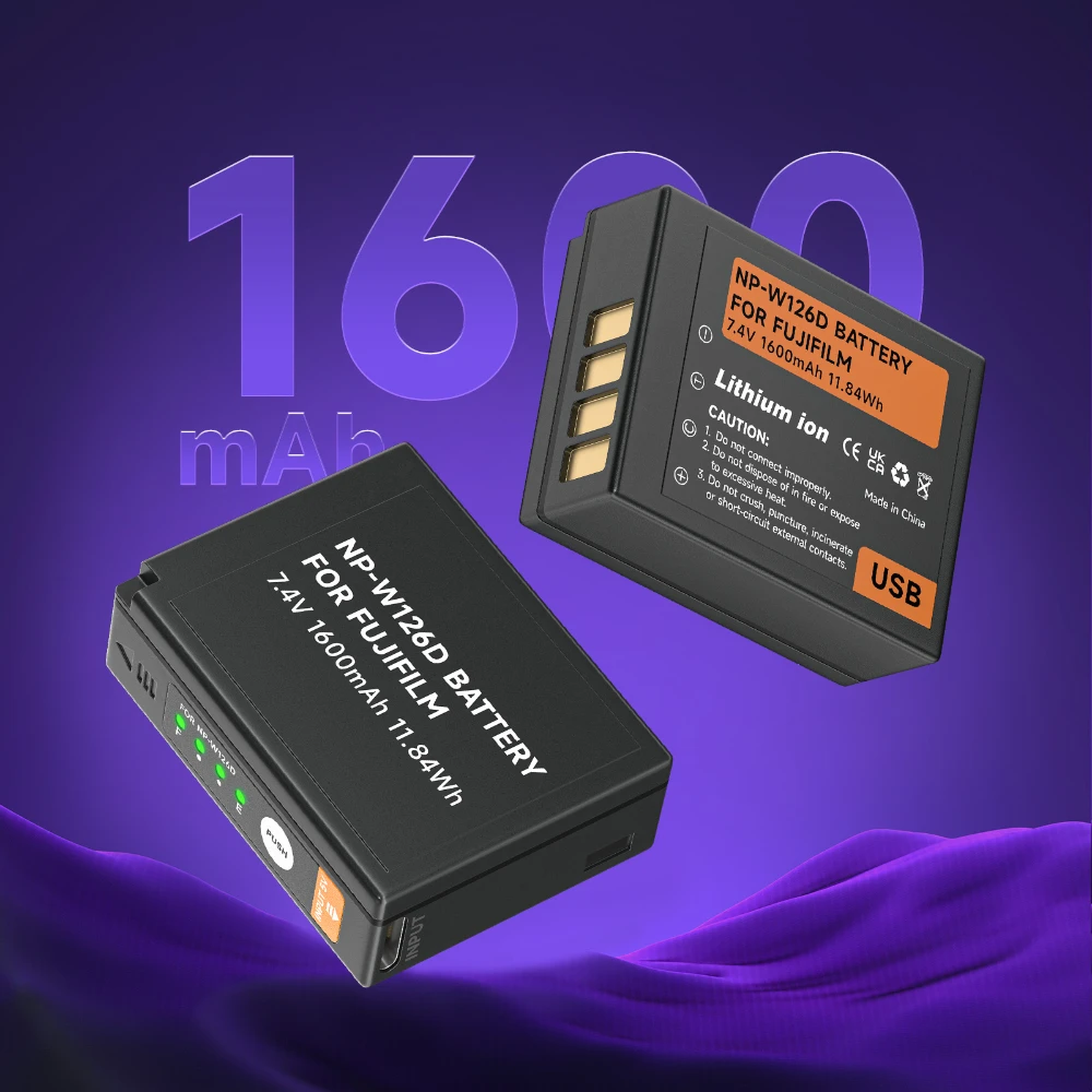 NP-W126S NP-W126 NP W126 バッテリー USB ポート付き富士フイルム