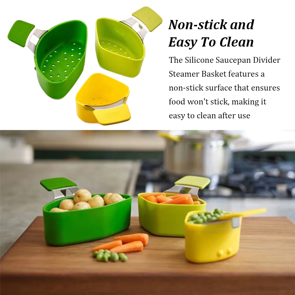 Non-stick Cooking Strainers Wide Applications For Convenient Cooking Triple Divider Nest Steamer