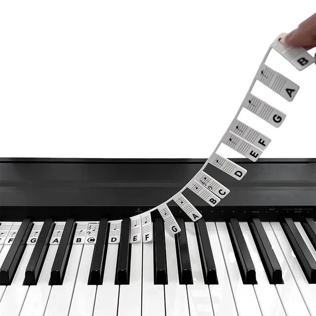 Étiquettes de clavier de Piano amovibles, 61 touches, 88 touches,  autocollants de clavier, Notes de râteau de Piano, marqueur de  superposition pour doigts de Piano - AliExpress