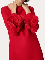 GALCAUR-فساتين مزينة بقطع القماش للنساء ، فساتين قصيرة ، رقبة مستديرة ، أكمام طويلة ، أحادية اللون ، فستان فضفاض غير رسمي ، ملابس نسائية ، خريف 1