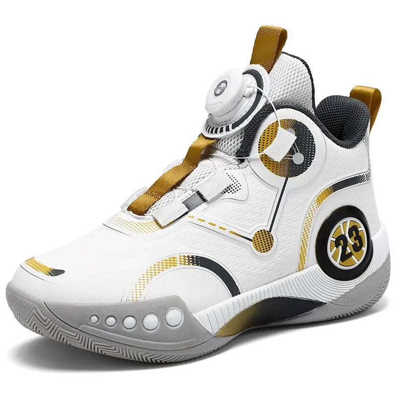 Boys' Basketball Training Shoes Hot Sale Of The Season Spring Autumn Anti-slip Rotating Button Running Shoes for Children And Tw - 4