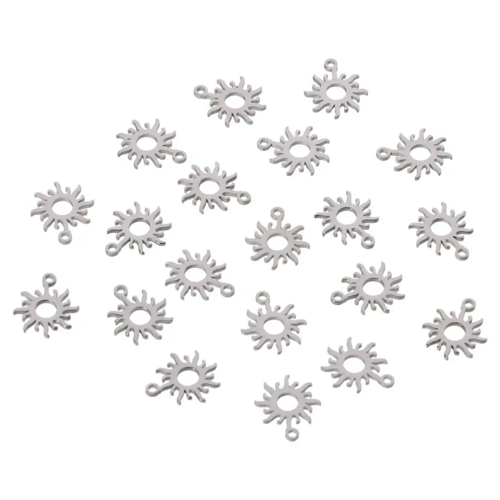 20pcs Stainless Steel Stainless Steel Charms 12.7x10.8mm Sun Mini Sun Pendant Silver Craft Supplies Accessories