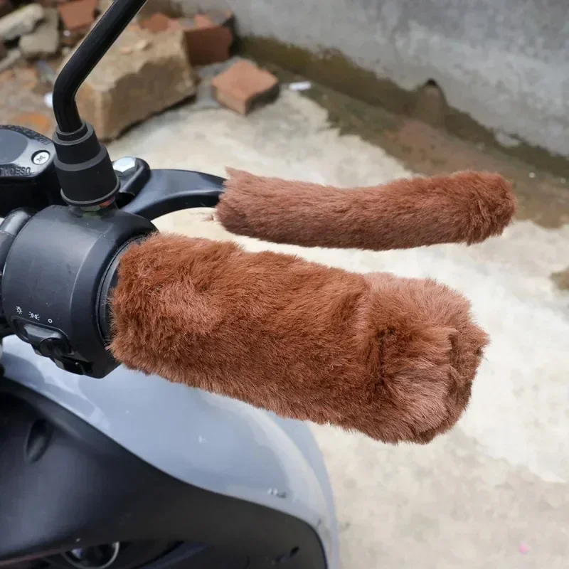 Winter-Plüsch-Lenkerabdeckungen, warme, rutschfeste Handschuhe, Handschuhe für Elektroroller, Motorrad, Dreirad, winddichter Griff, Handschutz – Detail 6