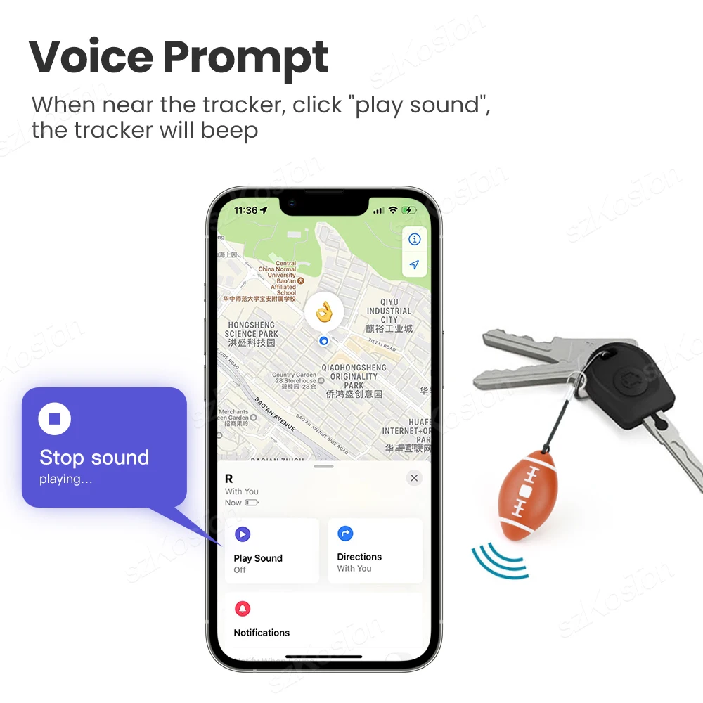 Smart Mini GPS Tag Compatible with iOS Find My APP Rugby Shape GPS Tracker Luggage Wallet Key Finder