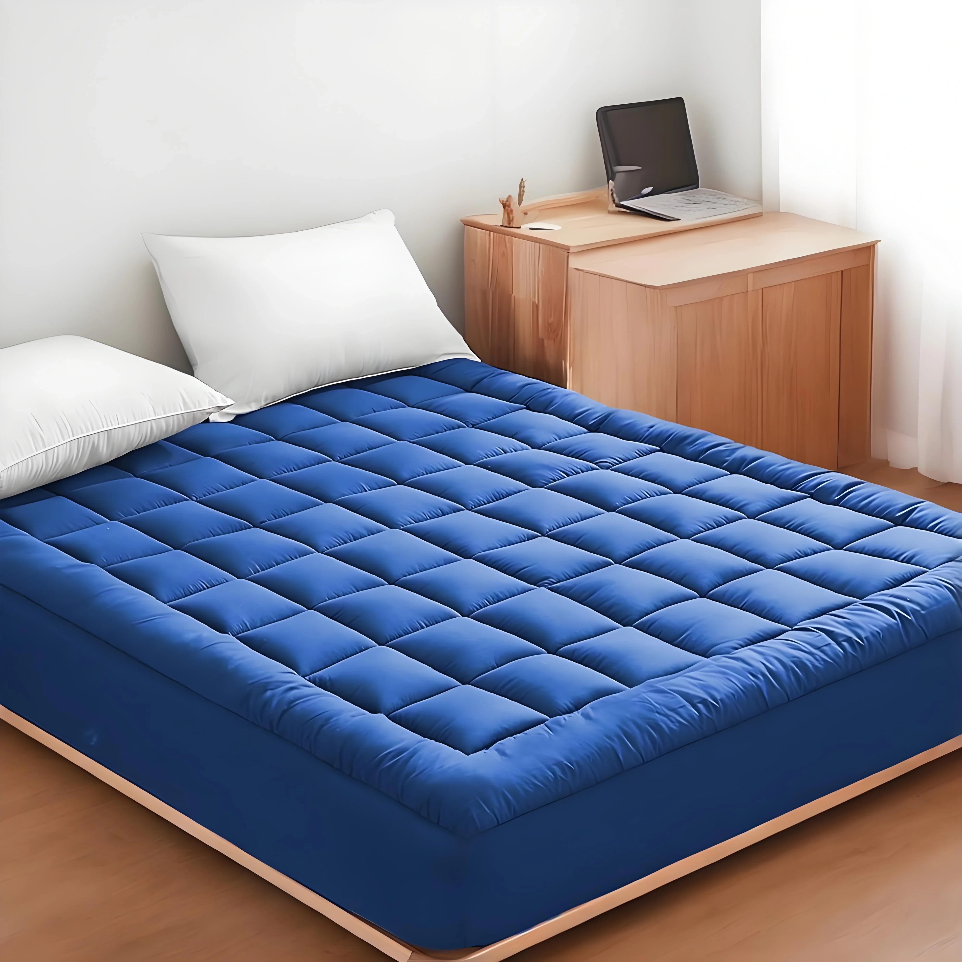 Ochraniacz na materac pikowany 500GSM z głębokim wsuwem 20-53 cm, gruby, cichy, oddychający pokrowiec na materac.