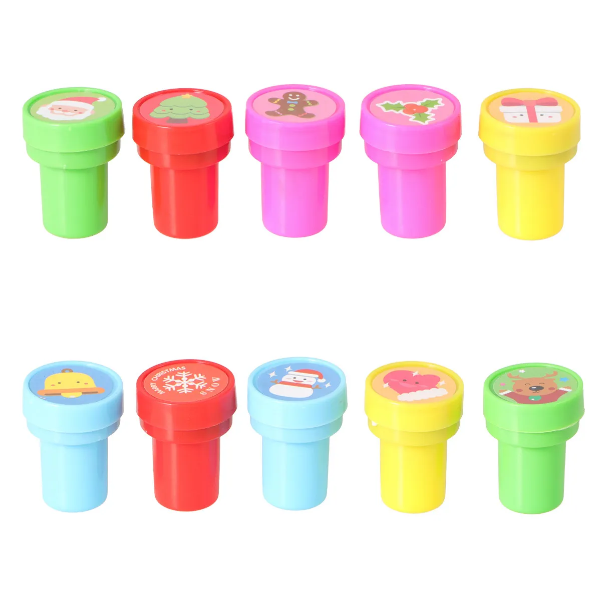 10Pcs 크리스마스 패턴 스탬프 밝은 색상의 내구성 플라스틱 어린이 미술 공예..
