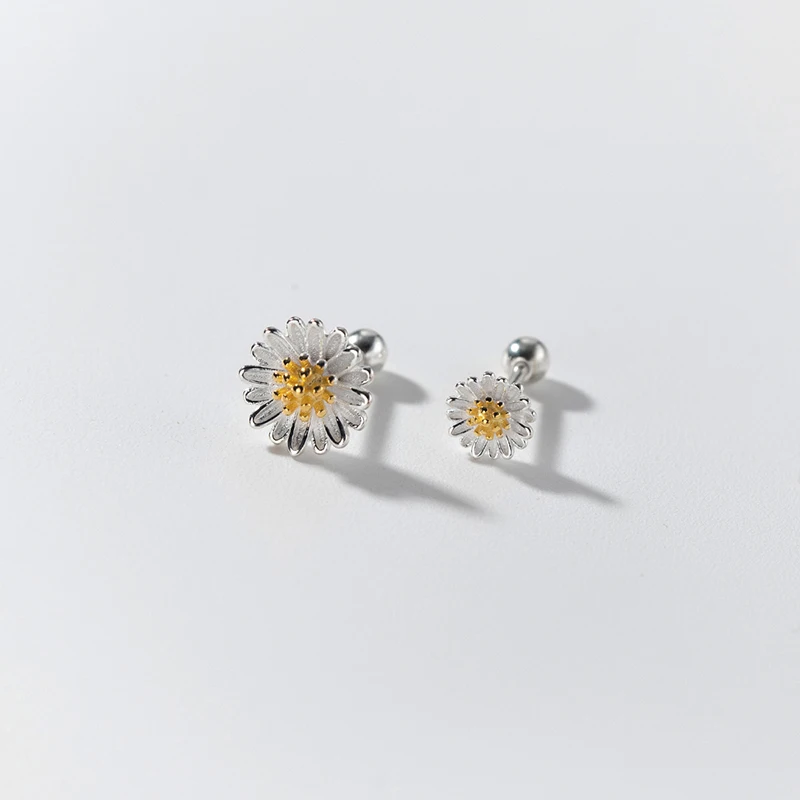 925 Sterling Silver Screw Beads Stud Earrings for Women silver earrings silver stud earrings