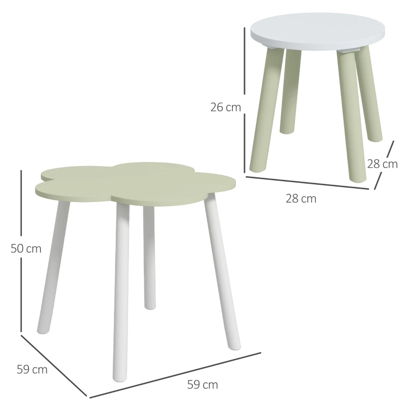Children's Table and Chair Table with 2 Chairs for Children 2-5 Years with Flower Shaped Table Ø59x50 cm and Chairs Ø28x26 cm 3
