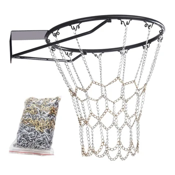 Basketball Net Rustproof Galvanized Iron Heavy Duty Basketball Net Replacement Metal Chain Basketball Net for Basketball Hoop 1