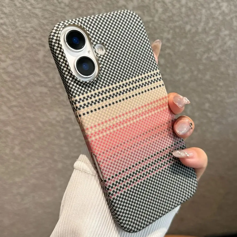 Luxury Carbon Fiber Pattern Retro Hard Case with Kevlar Line Texture