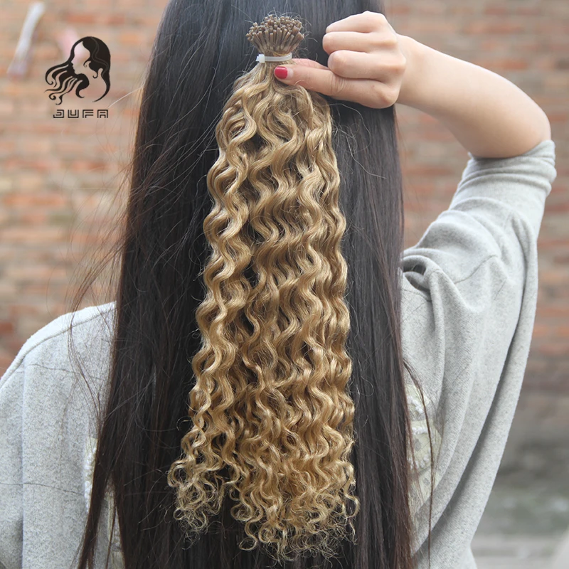 High Quality Chinese Deep Curly Keratin Capsules Human Fusion Raw Virgin Hair Pre Bonded Deep Wave I Tip Human Hair Extensions