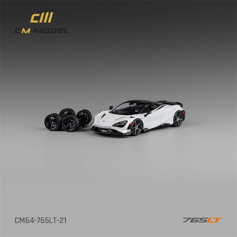CM MODEL 1:64 765LT White with carbon hood White Diecast Model Car 5