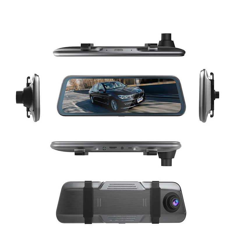 차량용 DVR 미러, 차량용 비디오 레코더, 후방 카메라, 지지대 GPS, 야간 투시경, 자동 레코드 대시캠, 듀얼 렌즈, 10 인치, 2K + 1080P