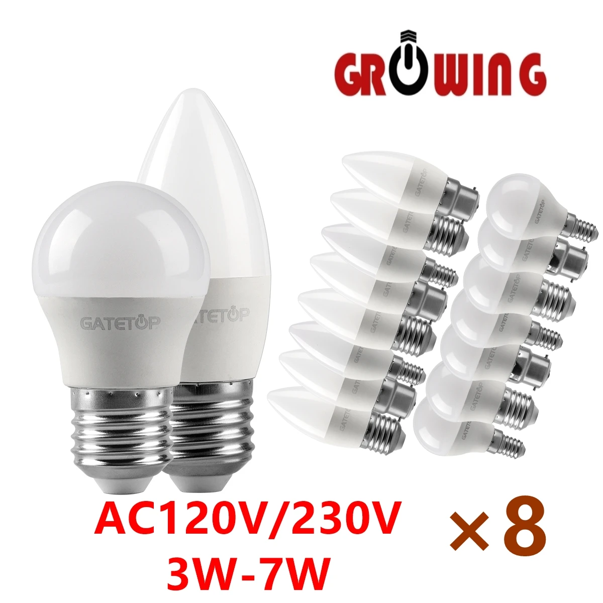 

8PCS LED Golf Bulb candle light G45 C37 E14 E27 B22 3W 5W 6W 7W AC230V AC110V Led bulbs Lamp For Home Decoration
