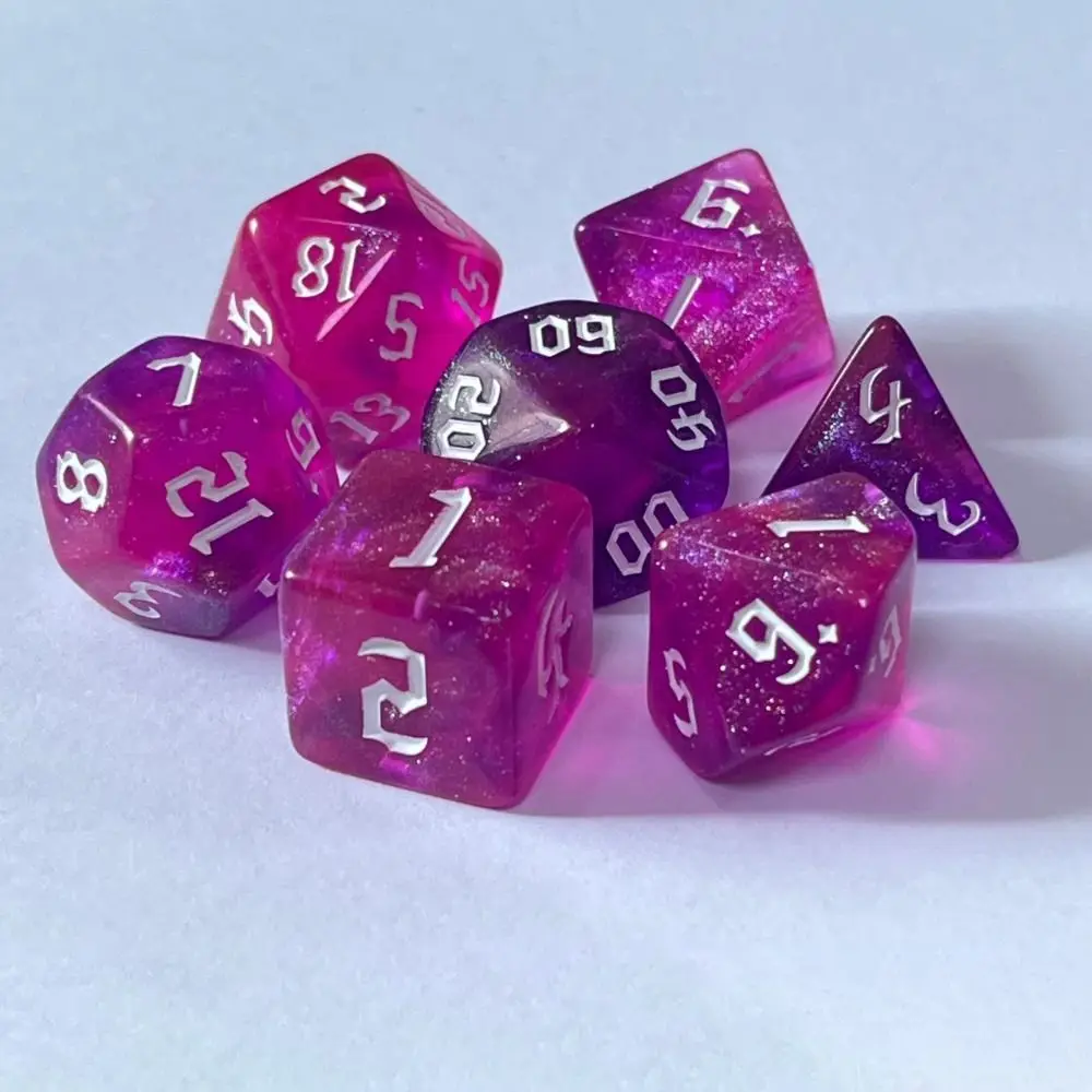 Dice Set 7Pcs Double-Colors Polyhedral Dices With Pouch For Board Game Role Playing Game Party