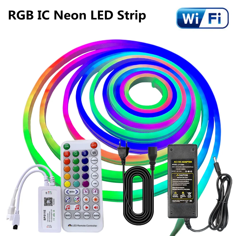 RGBIC LED Neon Strip light Addressable 12v 24v Rainbow Chasing Lights  Waterproof ws2811 Flexible Tape Dreamcolor Rope Tube LAMP