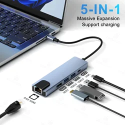 8 - in - 1 USB - C Hub Adapter with 4K HDMI, SD/TF Card Reader, RJ45 Ethernet, and PD Fast Charging (5 in 1)