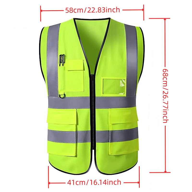 Nighttime Traffic Environment Hygiene Garden Architecture Multi Pocket Reflective Protective Clothing Reflective Coat Structure