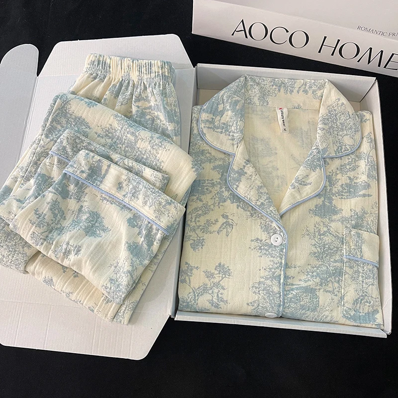 HighendPajamasWomensSpringAndAutumnCottonLongsleevedCardigan