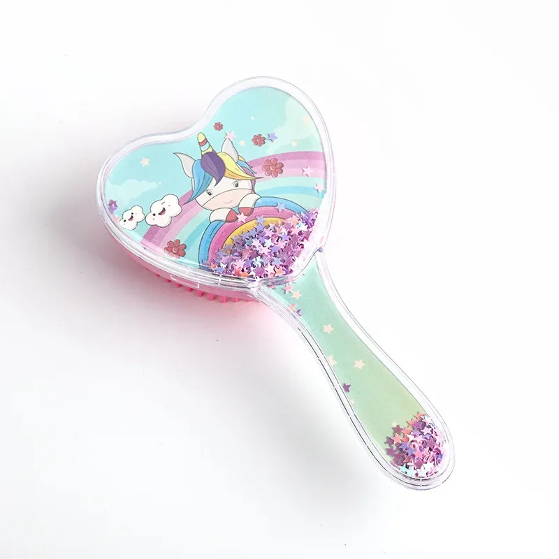 하트 매직 빗 유니콘 헤어 브러시, 엉킴 해체 샤워 마사지 빗, 정전기 방지 마사지 살롱 액세서리 핑크