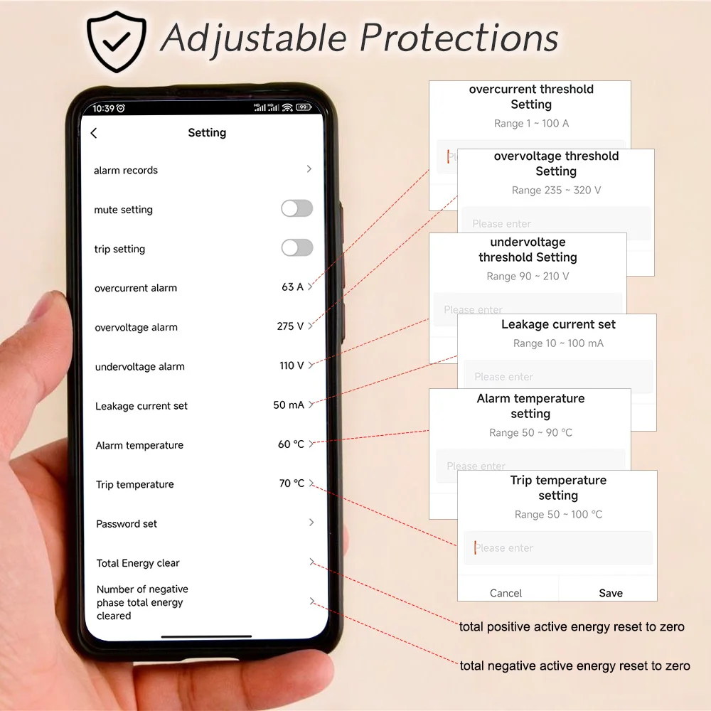 Tuya WiFi Three Phase 4P 100A Auto-Reclosing Over Under Voltage Protector Prepai